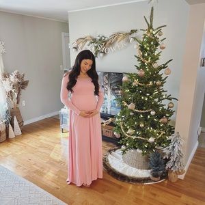 Off the shoulder maxi pink maternity & regular